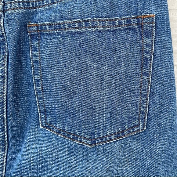 J. Crew Medium Wash Denim Skirt Frayed Hem Stretch Pocket - Sz XS / 0 - Picture 9 of 14